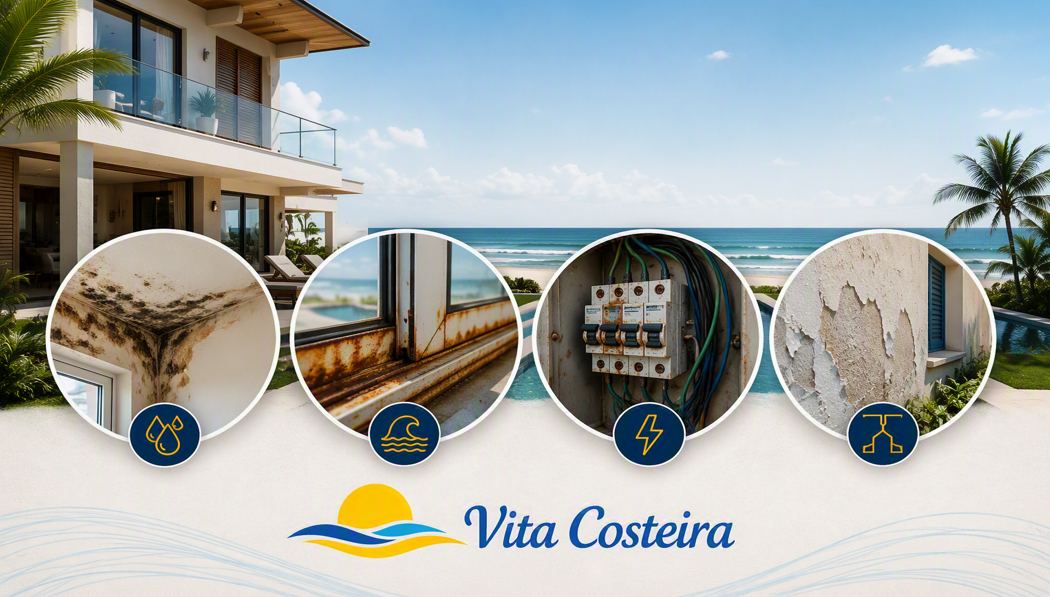 Casa de praia com sinais de manutenção necessária